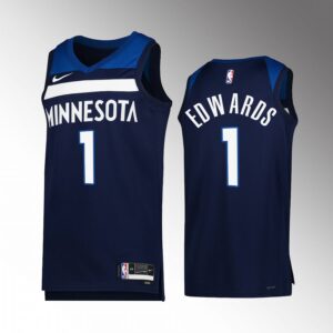 Minnesota Timberwolves Anthony Edwards 2022-23 Icon Edition Navy #1 Jersey Swingman