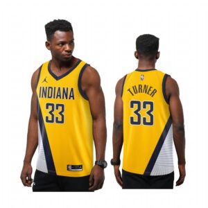 Myles Turner Indiana Pacers Gold Statement Jumpman 2020-21 Jersey