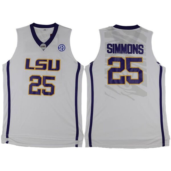 NCAA Louisiana State University Tigers #25 Ben Simmons White College Basketball Jersey