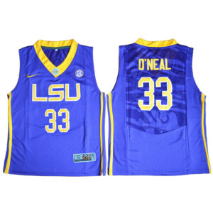 NCAA Louisiana State University Tigers #33 Shaquille O'Neal Blue College Basketball Jersey