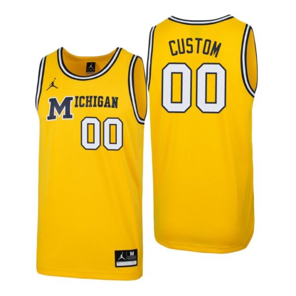 NCAA Michigan Wolverines #00 Custom Maize 1989 Throwback College Performance Basketball Jersey