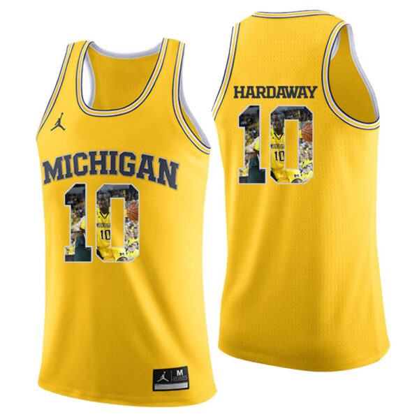 NCAA Michigan Wolverines #10 Tim Hardaway Jr. Navy Player Color Photo Basketball Jersey