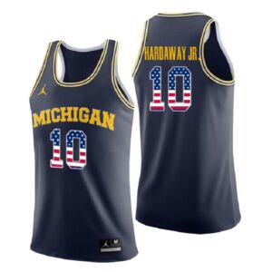 NCAA Michigan Wolverines #10 Tim Hardaway Jr. Navy Usa Flag College Basketball Jersey