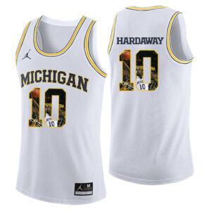 NCAA Michigan Wolverines #10 Tim Hardaway Jr. White Player Color Photo Basketball Jersey