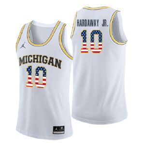 NCAA Michigan Wolverines #10 Tim Hardaway Jr. White Usa Flag College Basketball Jersey