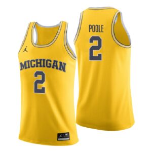 NCAA Michigan Wolverines #2 Jordan Poole Gold College Performance Basketball Jersey