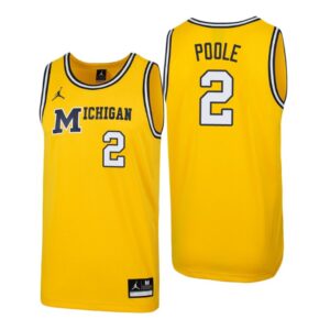 NCAA Michigan Wolverines #2 Jordan Poole Maize 1989 Throwback College Performance Basketball Jersey