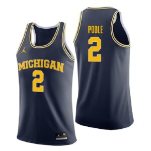 NCAA Michigan Wolverines #2 Jordan Poole Navy College Performance Basketball Jersey