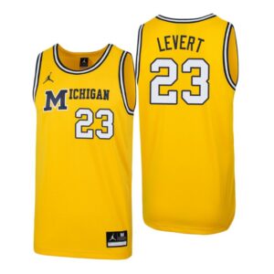 NCAA Michigan Wolverines #23 Caris Levert Maize 1989 Throwback College Performance Basketball Jersey