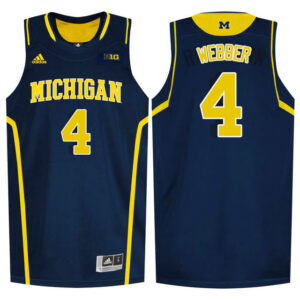 NCAA Michigan Wolverines #4 Chris Webber Navy Blue College Basketball Jersey