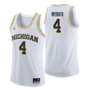 NCAA Michigan Wolverines #4 Chris Webber White College Performance Basketball Jersey