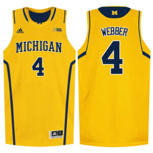 NCAA Michigan Wolverines #4 Chris Webber Yellow College Basketball Jersey