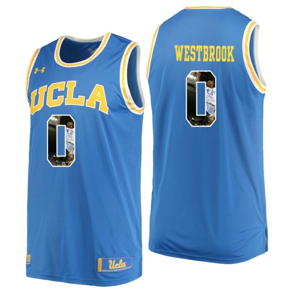 NCAA UCLA Brins #0 Russell Westbrook Blue Player Color Photo Basketball Jersey