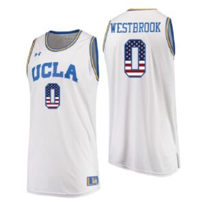 NCAA UCLA Brins #0 Russell Westbrook White Usa Flag College Basketball Jersey