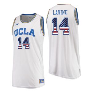 NCAA UCLA Brins #14 Zach Lavine White Usa Flag College Basketball Jersey