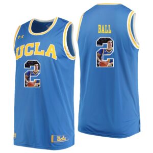 NCAA UCLA Brins #2 Lonzo Ball Blue Player Color Photo Basketball Jersey