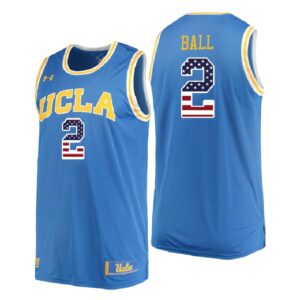 NCAA UCLA Brins #2 Lonzo Ball Blue Usa Flag College Basketball Jersey