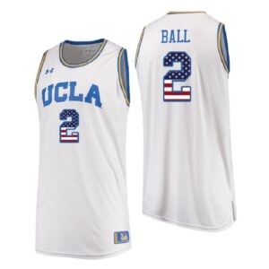 NCAA UCLA Brins #2 Lonzo Ball White Usa Flag College Basketball Jersey