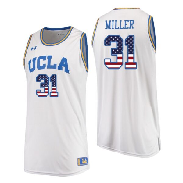 NCAA UCLA Brins #31 Reggie Miller White Usa Flag College Basketball Jersey