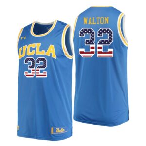 NCAA UCLA Brins #32 Bill Walton Blue Usa Flag College Basketball Jersey