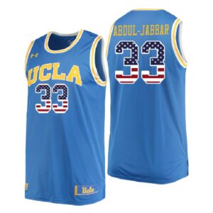 NCAA UCLA Brins #33 Kareem Abdul-Jabbar Blue Usa Flag College Basketball Jersey