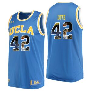 NCAA UCLA Brins #42 Kevin Love Blue Player Color Photo Basketball Jersey