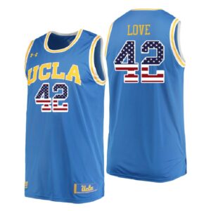 NCAA UCLA Brins #42 Kevin Love Blue Usa Flag College Basketball Jersey