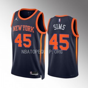 New York Knicks Jericho Sims 2022-23 Statement Edition Navy #45 Jersey Swingman