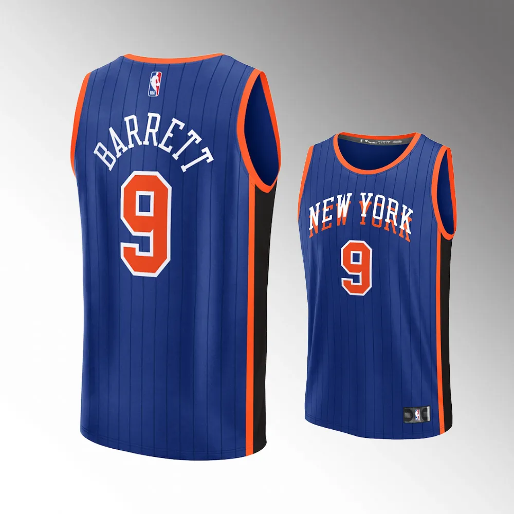 New York Knicks RJ Barrett Blue 2023-24 Fast Break #9 Jersey - City Edition