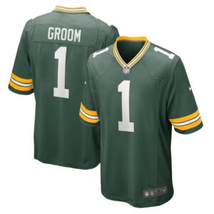 Number 1 Groom Green Bay Packers Game Jersey - Green