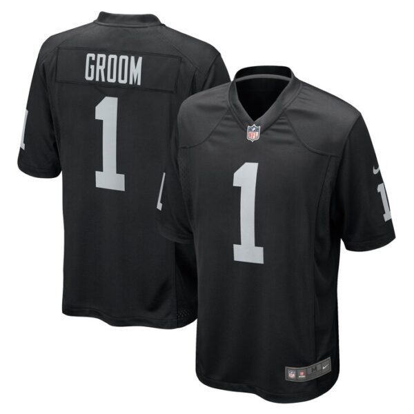 Number 1 Groom Las Vegas Raiders Game Jersey - Black