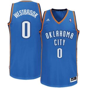 Oklahoma City Thunder #0 Russell Westbrook Revolution 30 Swingman Road Royal Blue Jersey