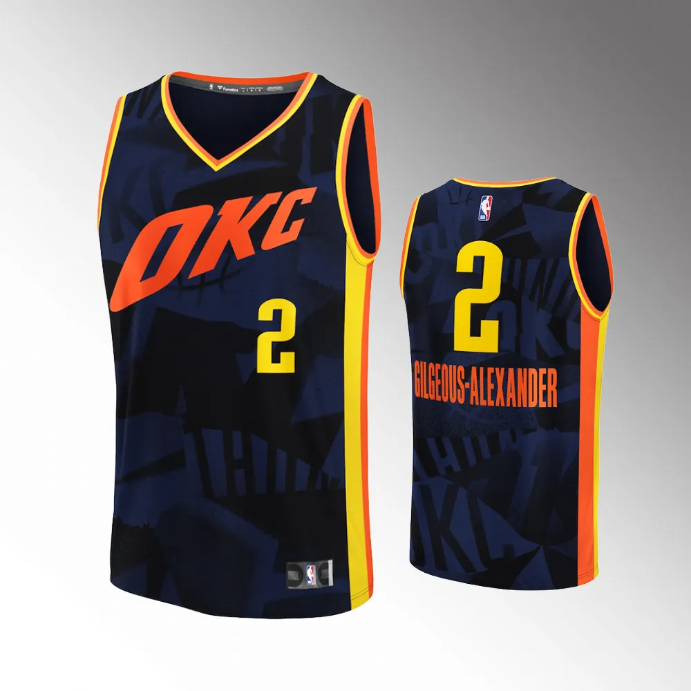 Oklahoma City Thunder Shai Gilgeous-Alexander Navy 2023-24 Fast Break #2 Jersey - City Edition