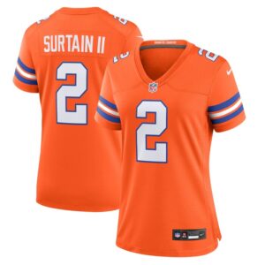 Patrick Surtain II Denver Broncos Women Mile High Collection 1977 Throwback Player Game Jersey - Orange