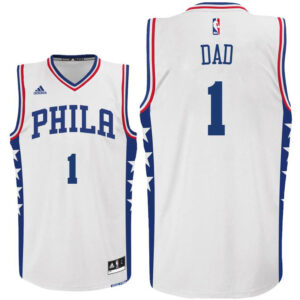 Philadelphia 76ers #1 Dad Logo White Home Swingman Jersey Father Day Gift