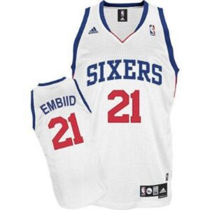 Philadelphia 76ers #21 Joel Embiid Revolution 30 Swingman Home White Jersey