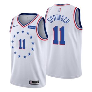 Philadelphia 76ers Earned Edition #11 Jaden Springer White Swingman Jersey