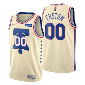 Philadelphia 76ers Earned Edition Cream NO. 00 CUSTOM Jersey Swingman