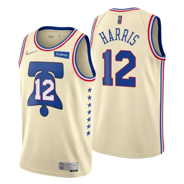 Philadelphia 76ers Earned Edition Cream NO. 12 Tobias Harris Jersey Swingman