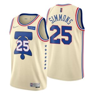 Philadelphia 76ers Earned Edition Cream NO. 25 Ben Simmons Jersey Swingman