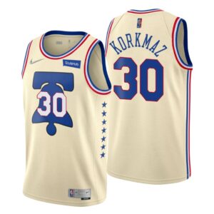 Philadelphia 76ers Earned Edition Cream NO. 30 Furkan Korkmaz Jersey Swingman