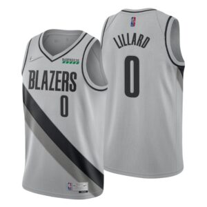 Portland Trail Blazers Earned Edition Gray NO. 0 Damian Lillard Jersey Swingman