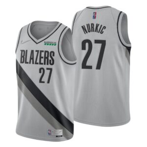 Portland Trail Blazers Earned Edition Gray NO. 27 Jusuf Nurkic Jersey Swingman