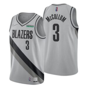 Portland Trail Blazers Earned Edition Gray NO. 3 C.J. McCollum Jersey Swingman