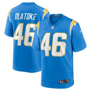 Praise Olatoke Los Angeles Chargers Team Game Jersey - Powder Blue