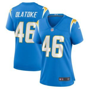 Praise Olatoke Los Angeles Chargers Women Team Game Jersey - Powder Blue