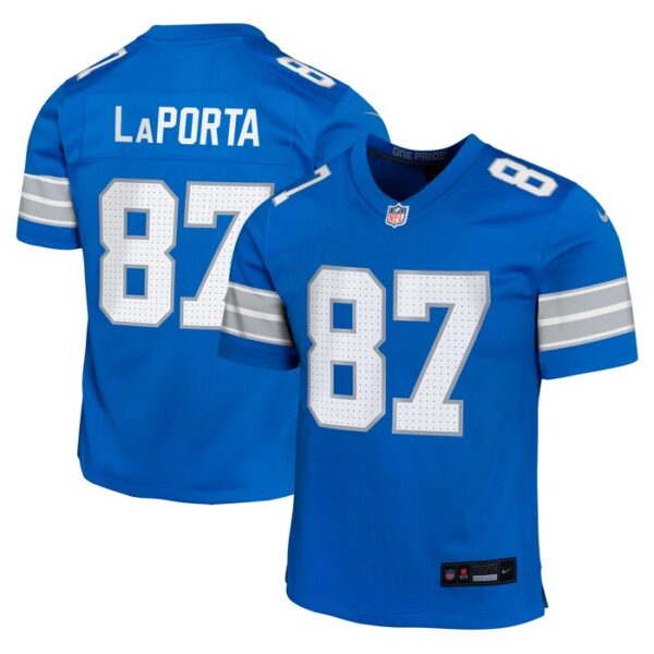 Sam LaPorta Detroit Lions Youth Team Player Game Jersey - Blue