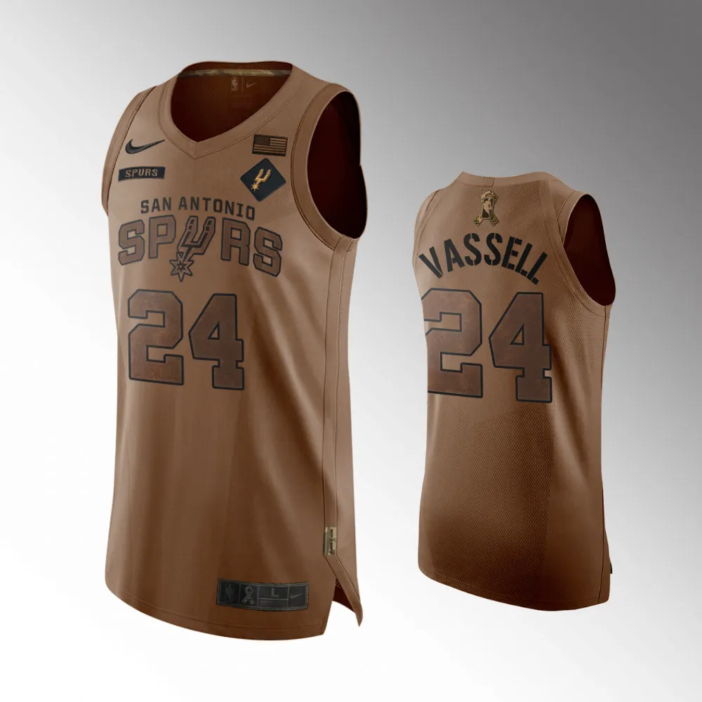 San Antonio Spurs #24 2023 Veterans Day Brown Devin Vassell Jersey