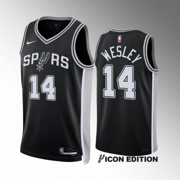 San Antonio Spurs Blake Wesley 2022-23 Icon Edition Black #14 Jersey Swingman