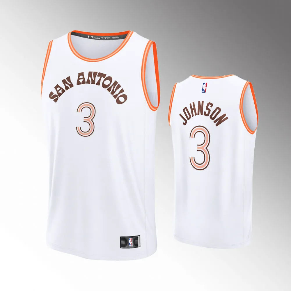 San Antonio Spurs Keldon Johnson White 2023-24 Fast Break #3 Jersey - City Edition